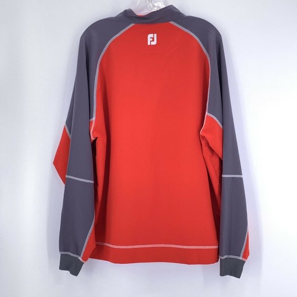 FootJoy Mens L 1/2 Zip Chest Pocket Golf Pullover Gray Red Long Sleeve mint - Picture 2 of 9